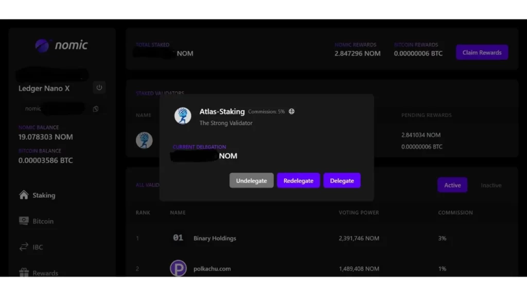 NOM validator, Nomic validator, bitcoin bridge, stake NOM tokens, delegate NOM