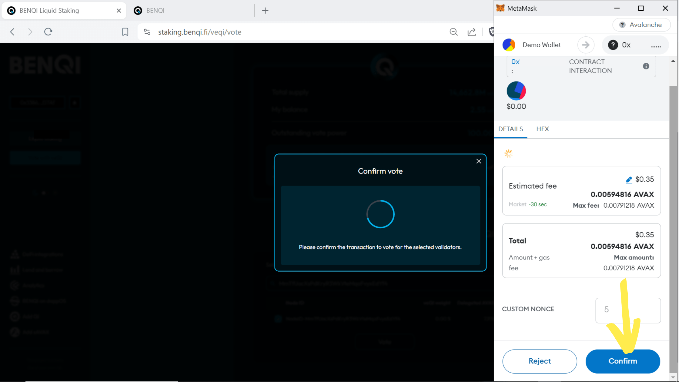AVAX liquid staking, sAVAX tokens, Avalanche liquid staking, Benqi liquid staking, QI tokens, veQI tokens, how to stake QI tokens, why stake QI tokens, where to stake QI tokens, vote for AVAX validators, why vote with veQI, Metamask, Core wallet
