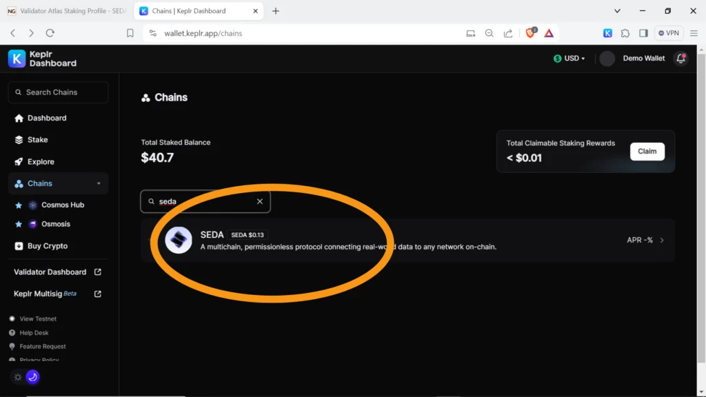 Seda protocol, Seda network, Seda Cosmos network, SEDA token, SEDA validator, where to stake SEDA, the best place to stake SEDA tokens, stake SEDA using Keplr browser wallet, stake SEDA in Keplr desktop, stake SEDA with Keplr extension, SEDA staking rewards