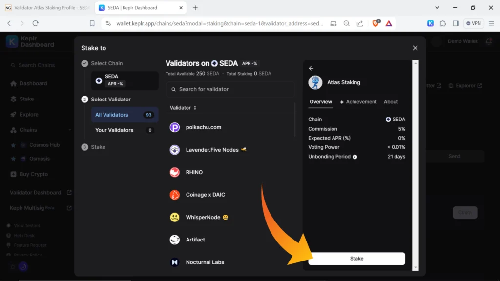 Seda protocol, Seda network, Seda Cosmos network, SEDA token, SEDA validator, where to stake SEDA, the best place to stake SEDA tokens, stake SEDA using Keplr browser wallet, stake SEDA in Keplr desktop, stake SEDA with Keplr extension, SEDA staking rewards