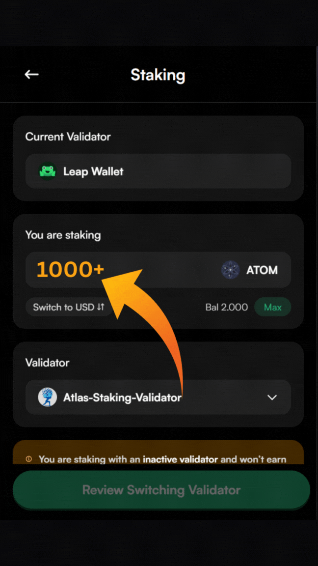 ATOM validator, switch validators in Leap, how to redelegate using Leap, where to stake ATOM, how to stake Cosmos ATOM in Leap, Leap mobile wallet app, the best place to stake ATOM, the best ATOM validator, which ATOM validator do I choose, how do you stake on Leap, is ATOM staking worth it, Is ATOM good for staking, ATOM staking APY, What is the reward for ATOM staking, How do I get ATOM on my Leap wallet, Leap wallet staking guide, ATOM staking rewards calculator, How to delegate ATOM tokens, Is ATOM Proof of Stake, Does Leap wallet support ATOM, Trading ATOM on Leap wallet, How to add ATOM to Leap wallet, ATOM liquid staking, What wallets support ATOM, Best place to stake ATOM, How long does it take to unstake ATOM, How does ATOM staking work, Should I stake ATOM on Kraken, Should I stake ATOM on Coinbase, staking ATOM on Binance, Is ATOM staking legit, Why is staking ATOM a good idea, Can I restake ATOM, Compound ATOM staking rewards