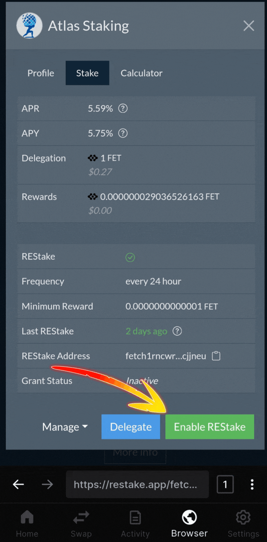 Are staking rewards automatically staked, What is auto compound staking, How often do you get rewards for staking, Are staking rewards compounded, Which is the highest paying auto staking & auto-compounding protocol, Is crypto staking compounded daily, What is the best staking platform, What are the best staking tokens, What is the daily compounding reward, What is the best auto compounding crypto, Is it better to compound daily or monthly, How can I earn daily compound interest, how to autocompound staking rewards, FET validator, FET restaking, How to stake FET tokens, The best FET protocol validator, Where to stake FET, REstake app, Atlas Staking