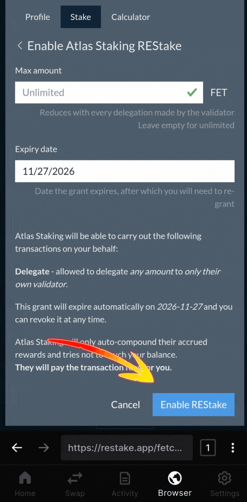 Are staking rewards automatically staked, What is auto compound staking, How often do you get rewards for staking, Are staking rewards compounded, Which is the highest paying auto staking & auto-compounding protocol, Is crypto staking compounded daily, What is the best staking platform, What are the best staking tokens, What is the daily compounding reward, What is the best auto compounding crypto, Is it better to compound daily or monthly, How can I earn daily compound interest, how to autocompound staking rewards, FET validator, FET restaking, How to stake FET tokens, The best FET protocol validator, Where to stake FET, REstake app, Atlas Staking