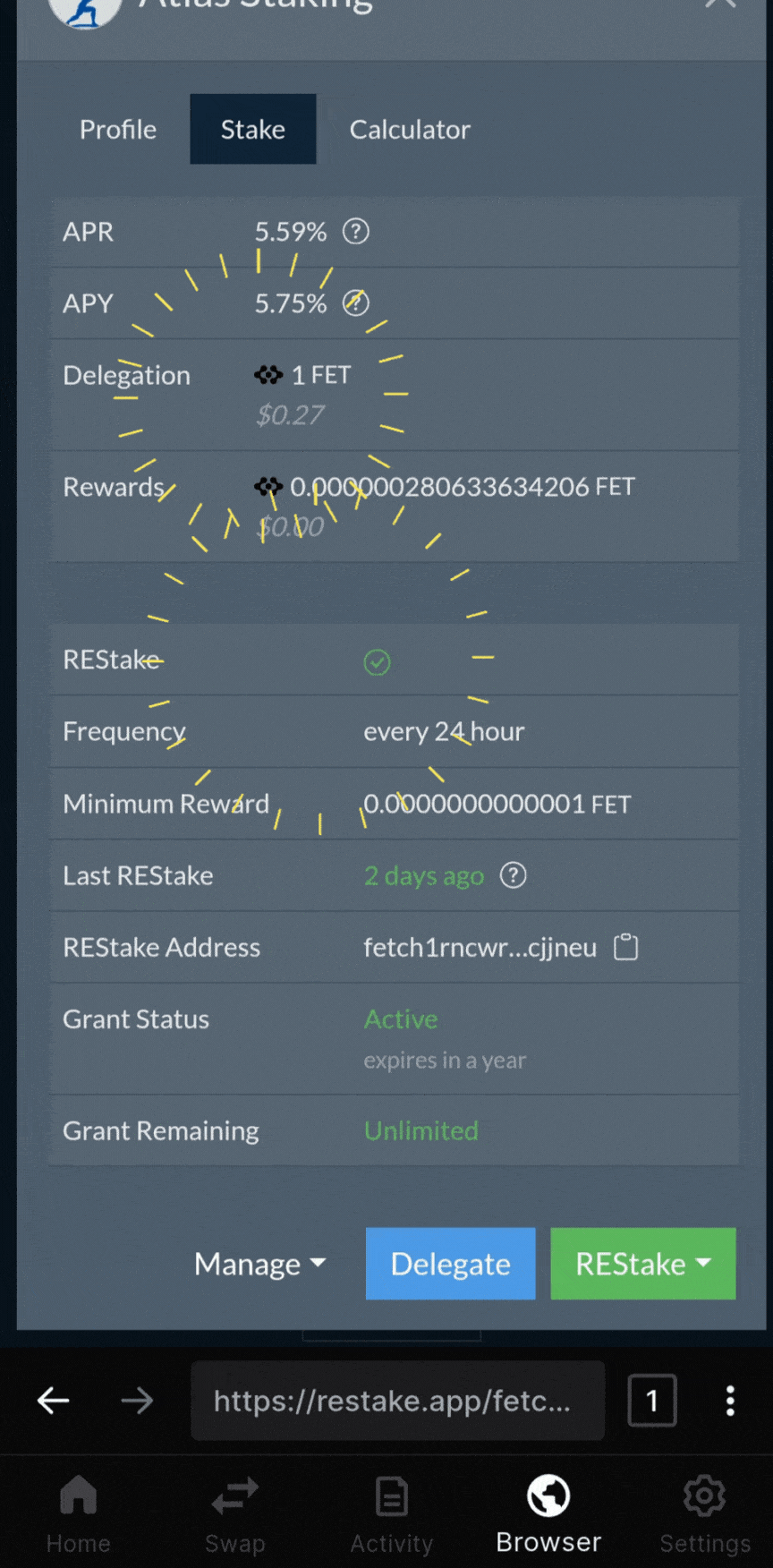 Are staking rewards automatically staked, What is auto compound staking, How often do you get rewards for staking, Are staking rewards compounded, Which is the highest paying auto staking & auto-compounding protocol, Is crypto staking compounded daily, What is the best staking platform, What are the best staking tokens, What is the daily compounding reward, What is the best auto compounding crypto, Is it better to compound daily or monthly, How can I earn daily compound interest, how to autocompound staking rewards, FET validator, FET restaking, How to stake FET tokens, The best FET protocol validator, Where to stake FET, REstake app, Atlas Staking