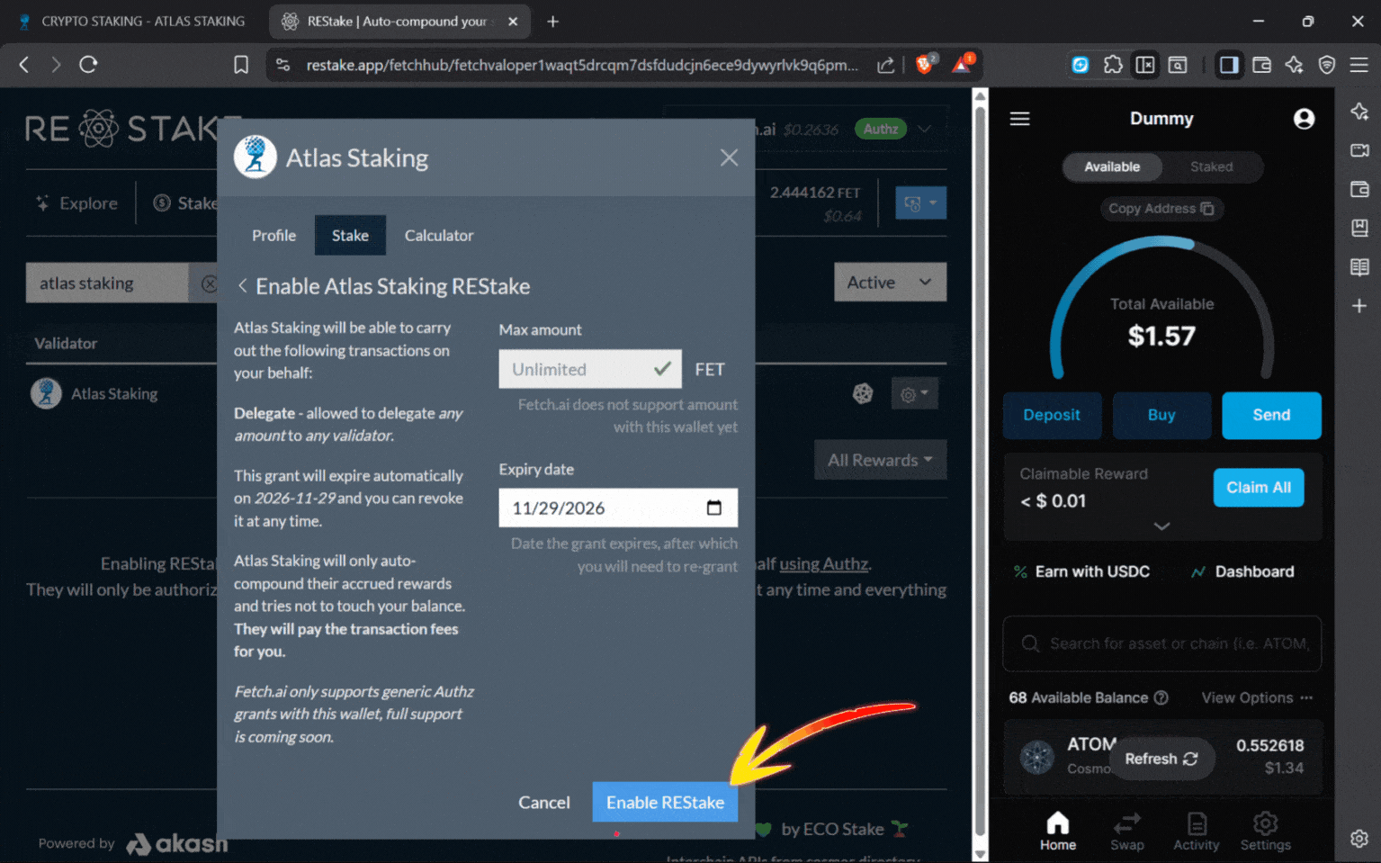 Are staking rewards automatically staked, What is auto compound staking, How often do you get rewards for staking, Are staking rewards compounded, Which is the highest paying auto staking & auto-compounding protocol, Is crypto staking compounded daily, What is the best staking platform, What are the best staking tokens, What is the daily compounding reward, What is the best auto compounding crypto, Is it better to compound daily or monthly, How can I earn daily compound interest, how to autocompound staking rewards, FET validator, FET restaking, How to stake FET tokens, The best FET protocol validator, Where to stake FET, REstake app, Atlas Staking