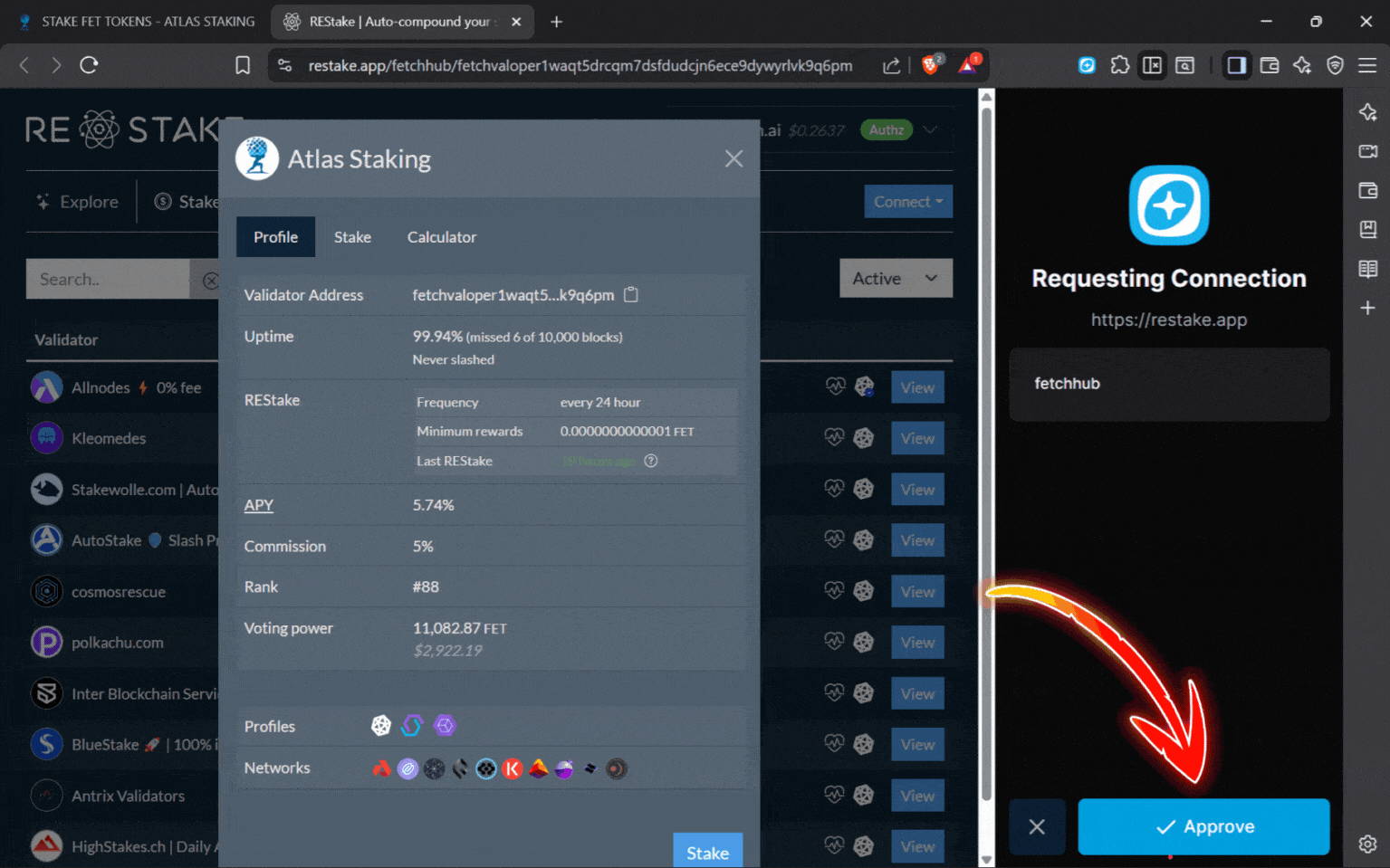 Are staking rewards automatically staked, What is auto compound staking, How often do you get rewards for staking, Are staking rewards compounded, Which is the highest paying auto staking & auto-compounding protocol, Is crypto staking compounded daily, What is the best staking platform, What are the best staking tokens, What is the daily compounding reward, What is the best auto compounding crypto, Is it better to compound daily or monthly, How can I earn daily compound interest, how to autocompound staking rewards, FET validator, FET restaking, How to stake FET tokens, The best FET protocol validator, Where to stake FET, REstake app, Atlas Staking