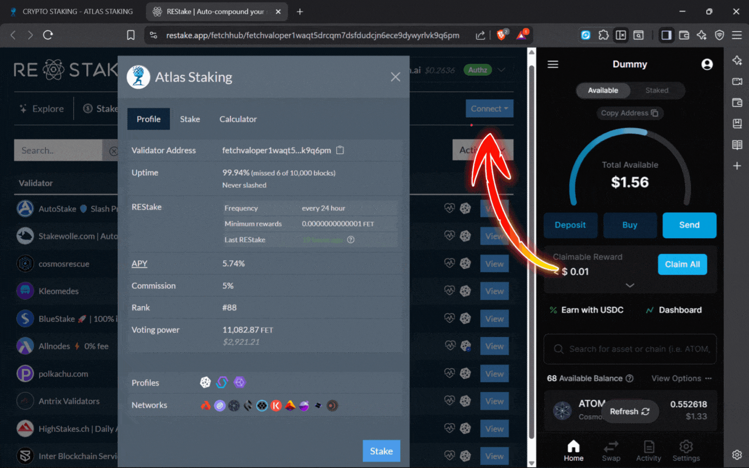Are staking rewards automatically staked, What is auto compound staking, How often do you get rewards for staking, Are staking rewards compounded, Which is the highest paying auto staking & auto-compounding protocol, Is crypto staking compounded daily, What is the best staking platform, What are the best staking tokens, What is the daily compounding reward, What is the best auto compounding crypto, Is it better to compound daily or monthly, How can I earn daily compound interest, how to autocompound staking rewards, FET validator, FET restaking, How to stake FET tokens, The best FET protocol validator, Where to stake FET, REstake app, Atlas Staking