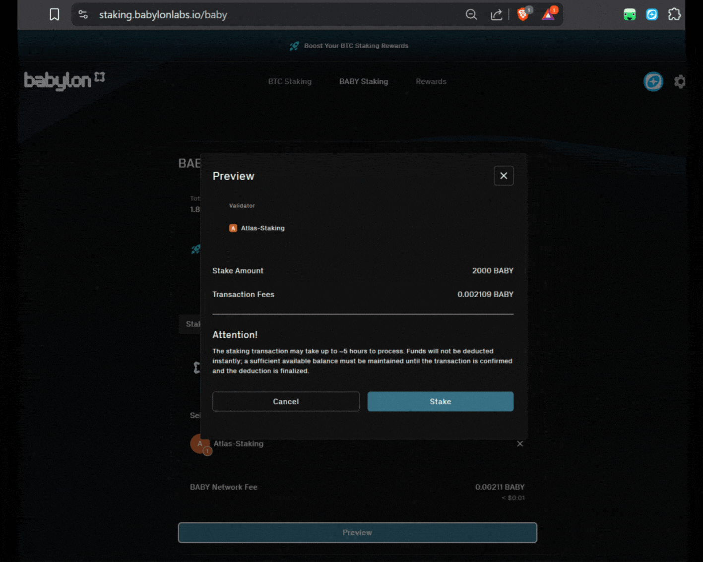 Babylon Staking, Babylon validator, staking BABY tokens, BTC staking Babylon finality provider, Babylon mainnet staking rewards, stake BABY tokens earn rewards, Bitcoin staking passive income, Babylon blockchain validator service, decentralized BTC staking platform, blockchain validator infrastructure, proof of stake validation service, secure cryptocurrency staking, institutional grade validator node, non-custodial Bitcoin staking, finality provider Babylon network, delegated proof of stake rewards, self-sovereign Bitcoin custody solution, crypto staking investment strategy, blockchain delegation for investors, financial independence cryptocurrency staking, long-term Bitcoin yield generation, decentralized finance validator partner, Atlas Staking validator commission rates, Babylon ecosystem staking guide, secure digital asset delegation, cryptocurrency passive rewards earning, https://staking.babylonlabs.io/btc, Keplr wallet, Keplr extension