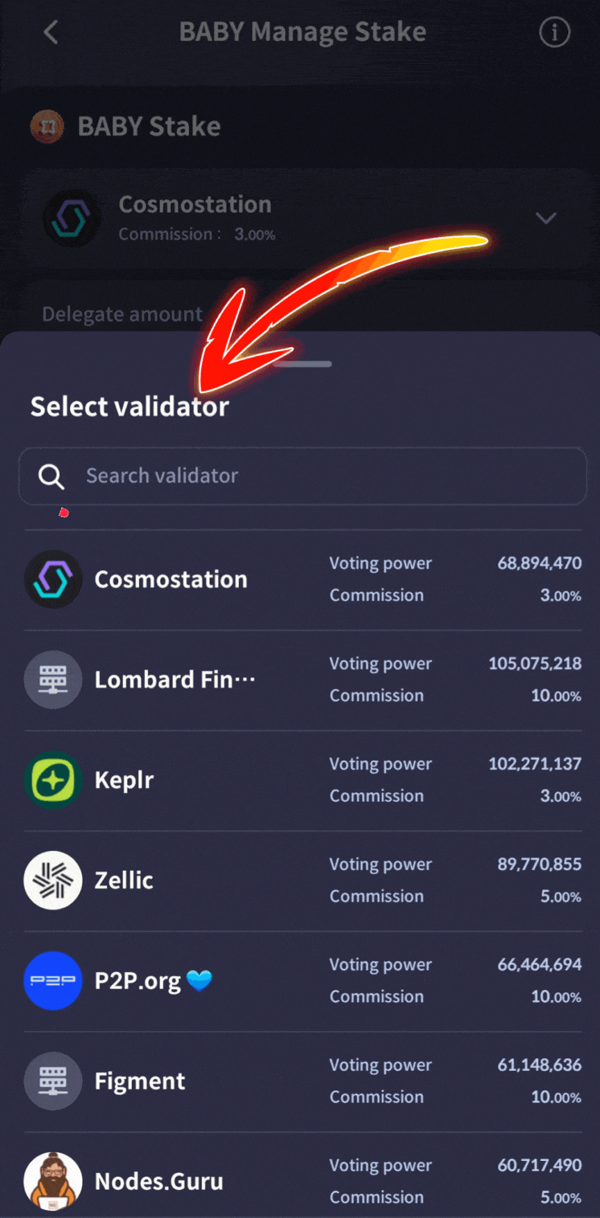 Babylon, Babylon Genesis, Babylon protocol, BABY staking, BABY validator, where to stake BABY tokens, how to stake BABY tokens, BABY staking APY, ATOM validator, switch validators in Cosmostation, how to redelegate using Cosmostation, where to stake BABY, how to stake Cosmos BABY in Cosmostation, Cosmostation mobile wallet app, the best place to stake BABY, the best BABY validator, which BABY validator do I choose, how do you stake on Cosmostation, is BABY staking worth it, Is BABY good for staking, BABY staking APY, What is the reward for BABY staking, How do I get BABY on my Cosmostation wallet, Cosmostation wallet staking guide, BABY staking rewards calculator, How to delegate BABY tokens, Is BABY Proof of Stake, Does Cosmostation wallet support BABY, Trading BABY on Cosmostation wallet, How to add BABY to Cosmostation wallet, BABY liquid staking, What wallets support BABY, Best place to stake BABY, How long does it take to unstake BABY, How does Babylon network staking work, Should I stake BABY on Kraken, Should I stake BABY on Coinbase, staking BABY on Binance, Is BABY staking legit, Why is staking BABY a good idea, Can I restake BABY, Compound Babylon staking rewards