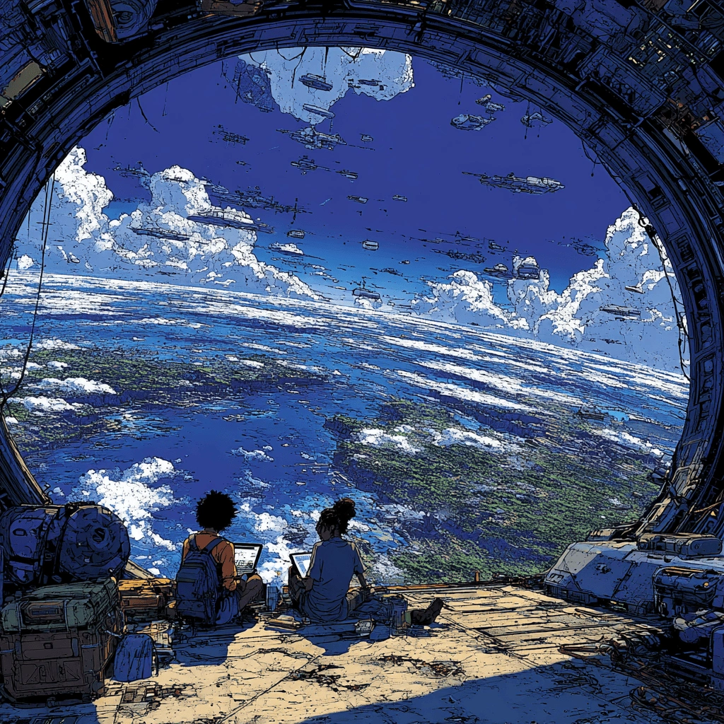 High‑contrast artwork of a light bridge between islands representing moving apps from Ethereum to Monad