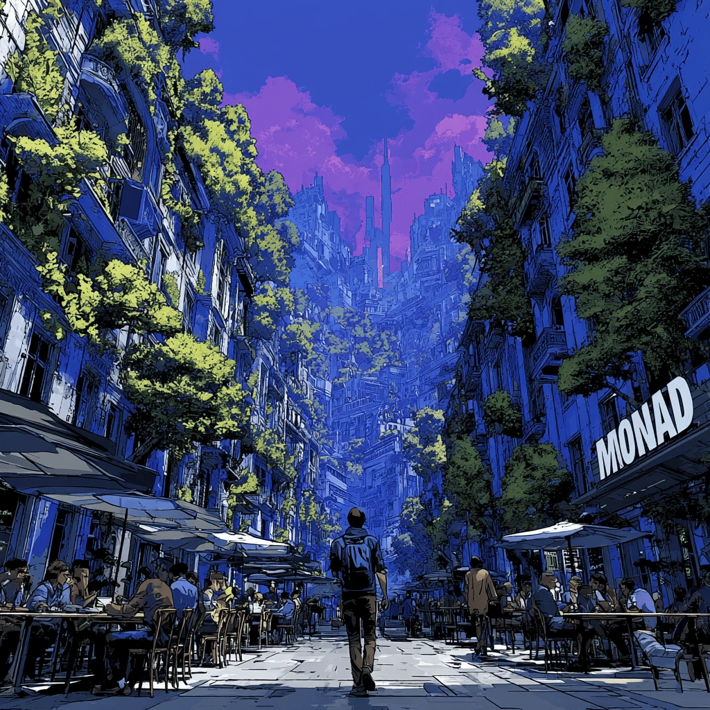 Concept art of a glowing highway of light to show fast finality on the Monad network