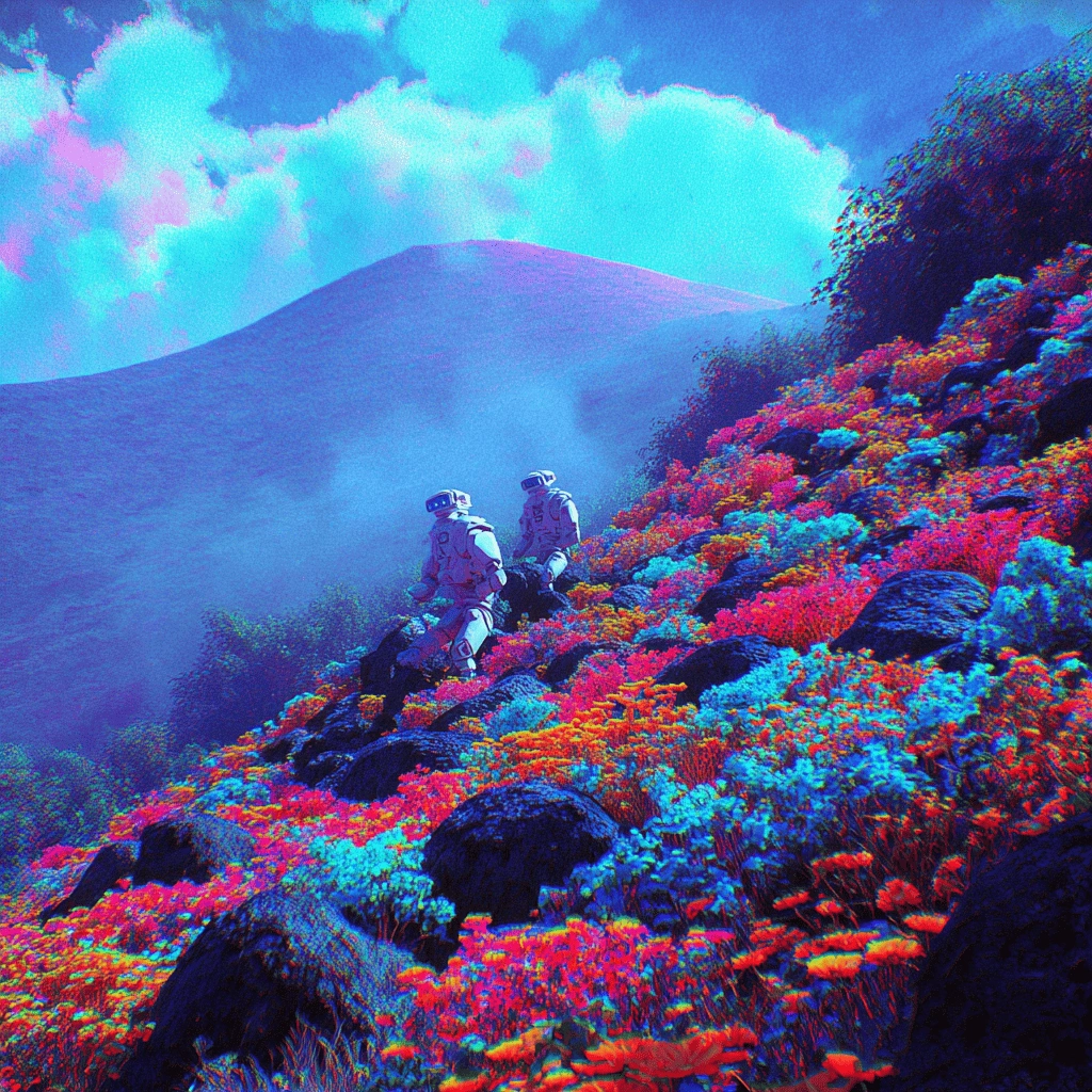 Robots tending glowing flowers across a SEDA modular data layer landscape, visualizing secure oracle infrastructure for DeFi, RWAs, and protocol treasuries