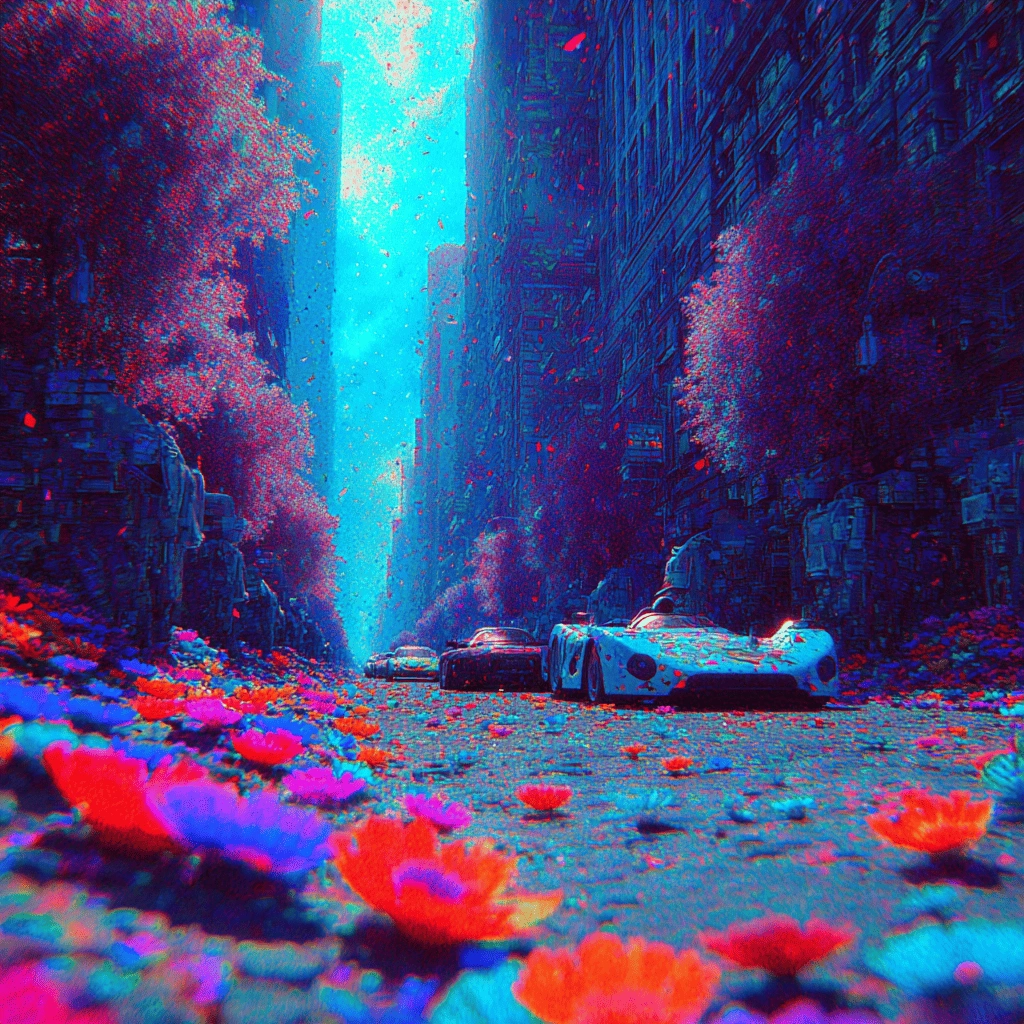 Futuristic SEDA network race car on a neon data highway, symbolizing high‑speed oracle infrastructure, low‑latency on‑chain data feeds, and DeFi protocol performance