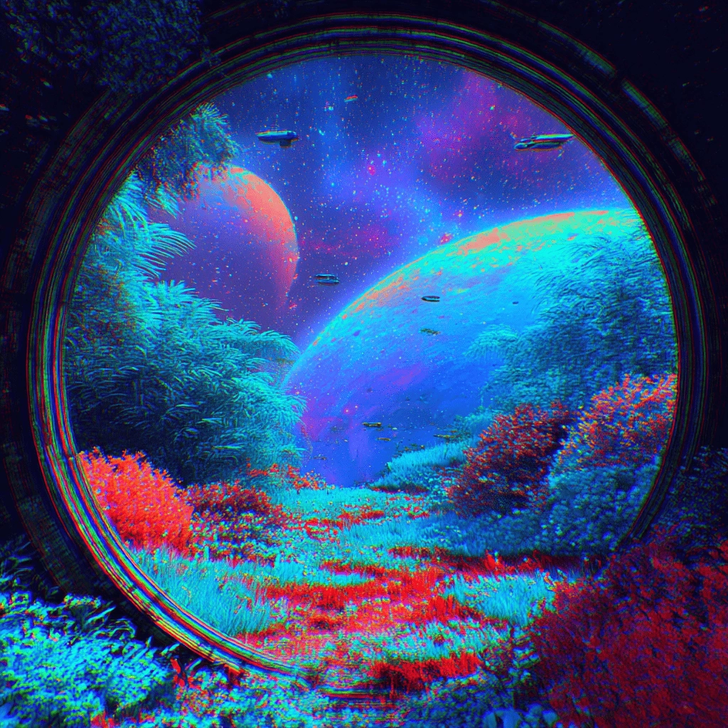 Network of colorful neon planets linked by light beams representing Seda oracle nodes securing blockchain data